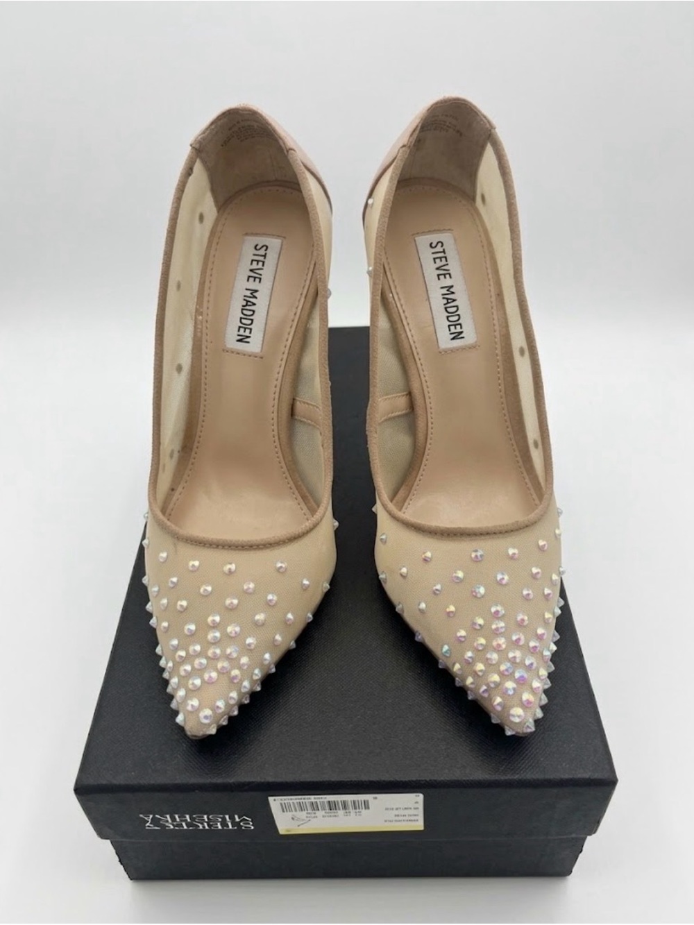 Steve Madden Nude Pointed-Toe Pumps with Iridescent Studs